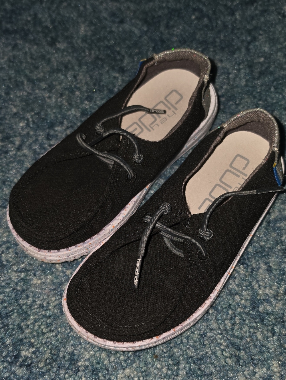 Hey Dude Kids Black Slip-On Sneakers with Elastic Bungee